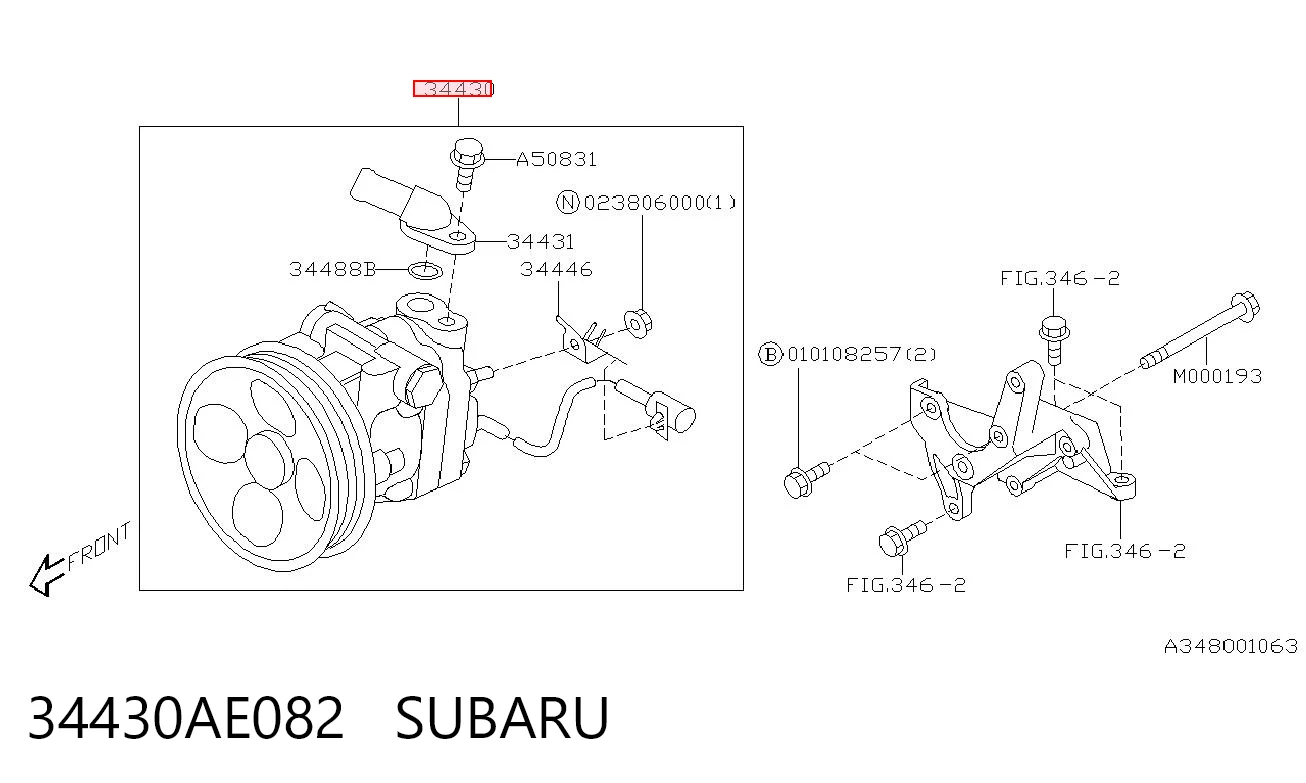 34430AE082 Subaru Bomba da Direção hidrâulica assistida