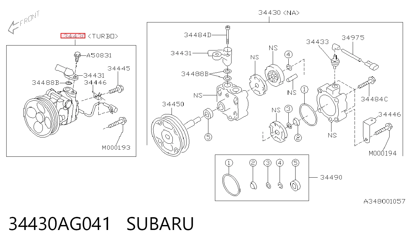 34430AG041 Subaru Bomba da Direção hidrâulica assistida