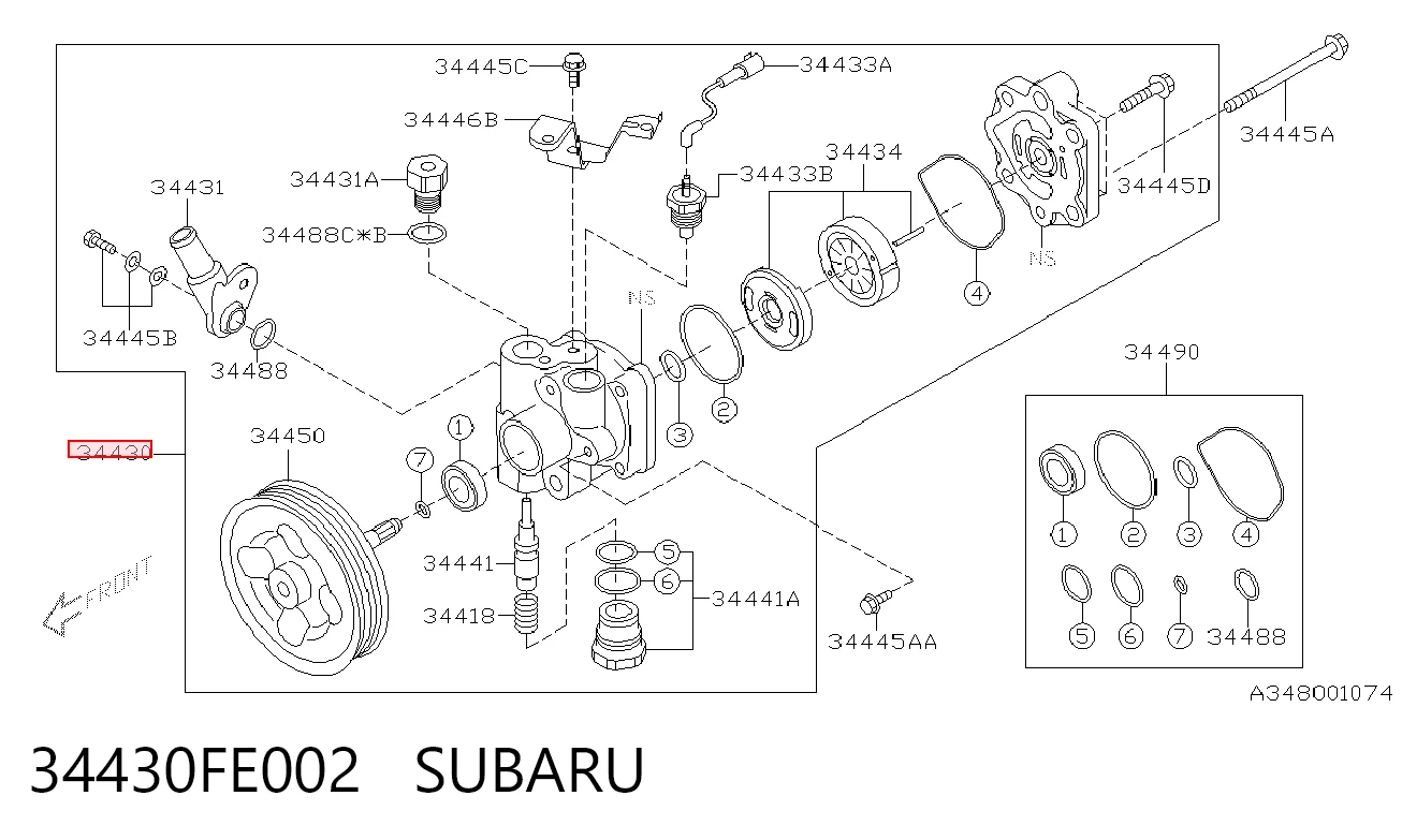 34430FE002 Subaru Bomba da Direção hidrâulica assistida