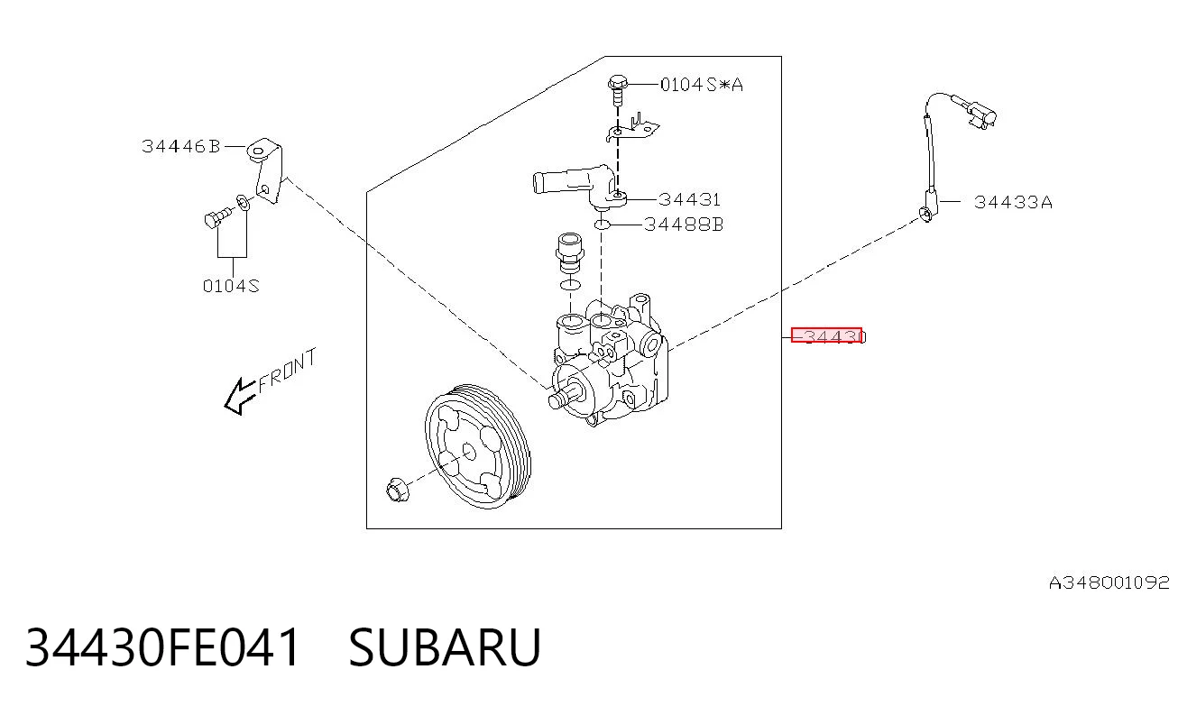 34430FE041 Subaru Bomba da Direção hidrâulica assistida