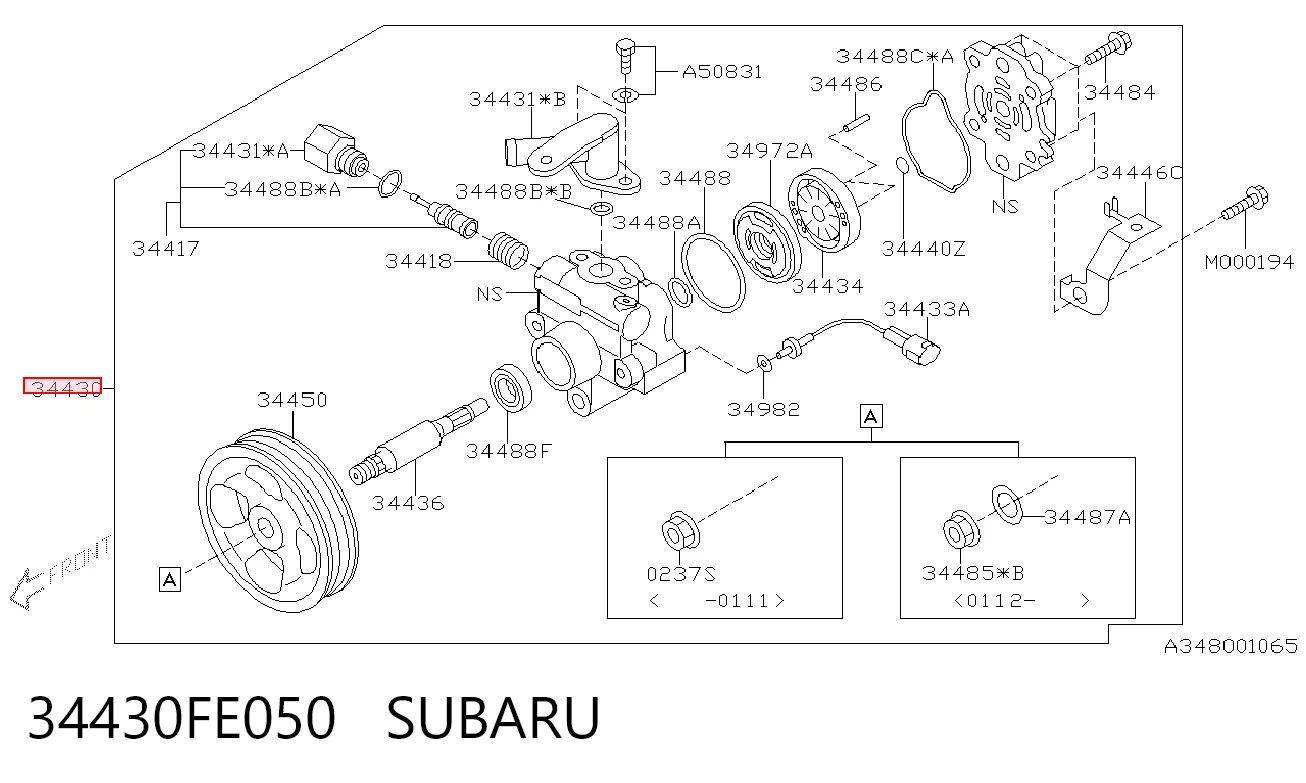 34430FE050 Subaru Bomba da Direção hidrâulica assistida
