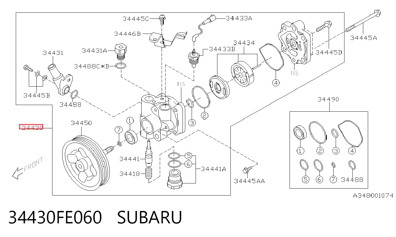 34430FE060 Subaru Bomba da Direção hidrâulica assistida