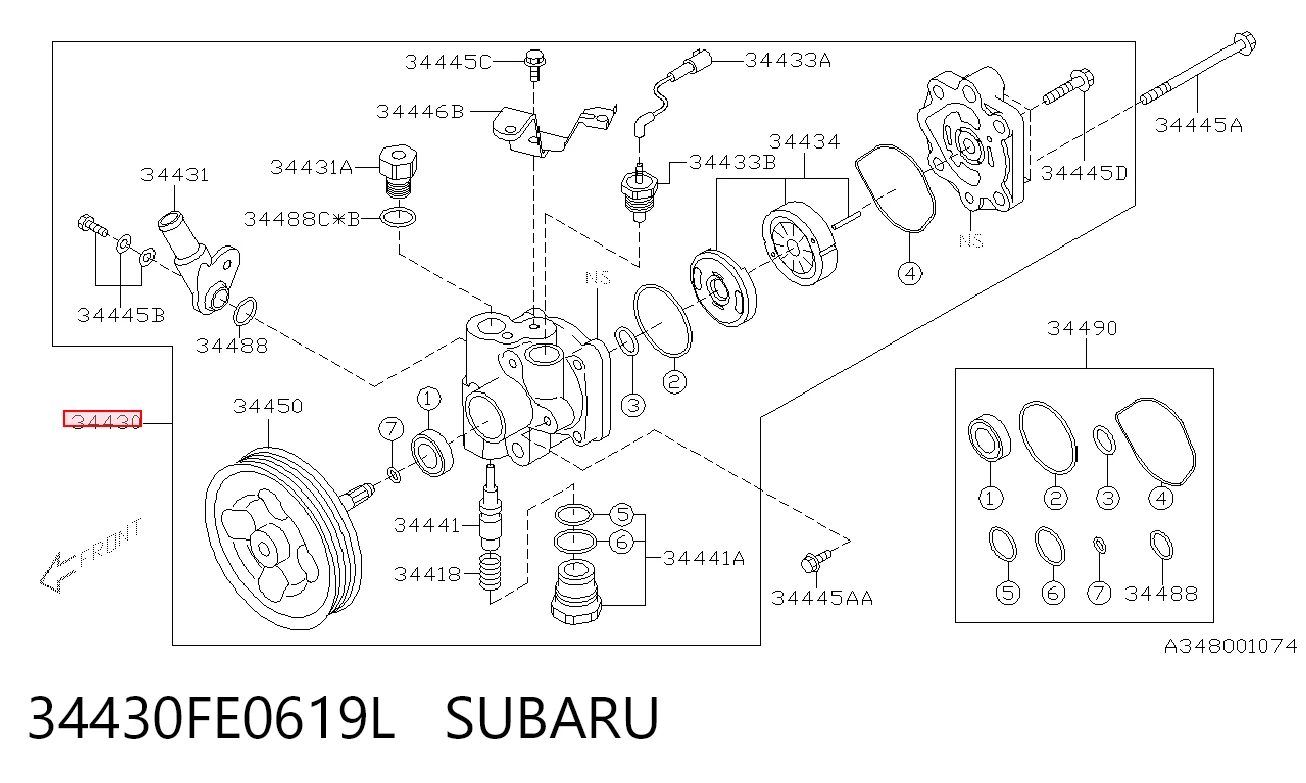 34430FE0619L Subaru Bomba da Direção hidrâulica assistida