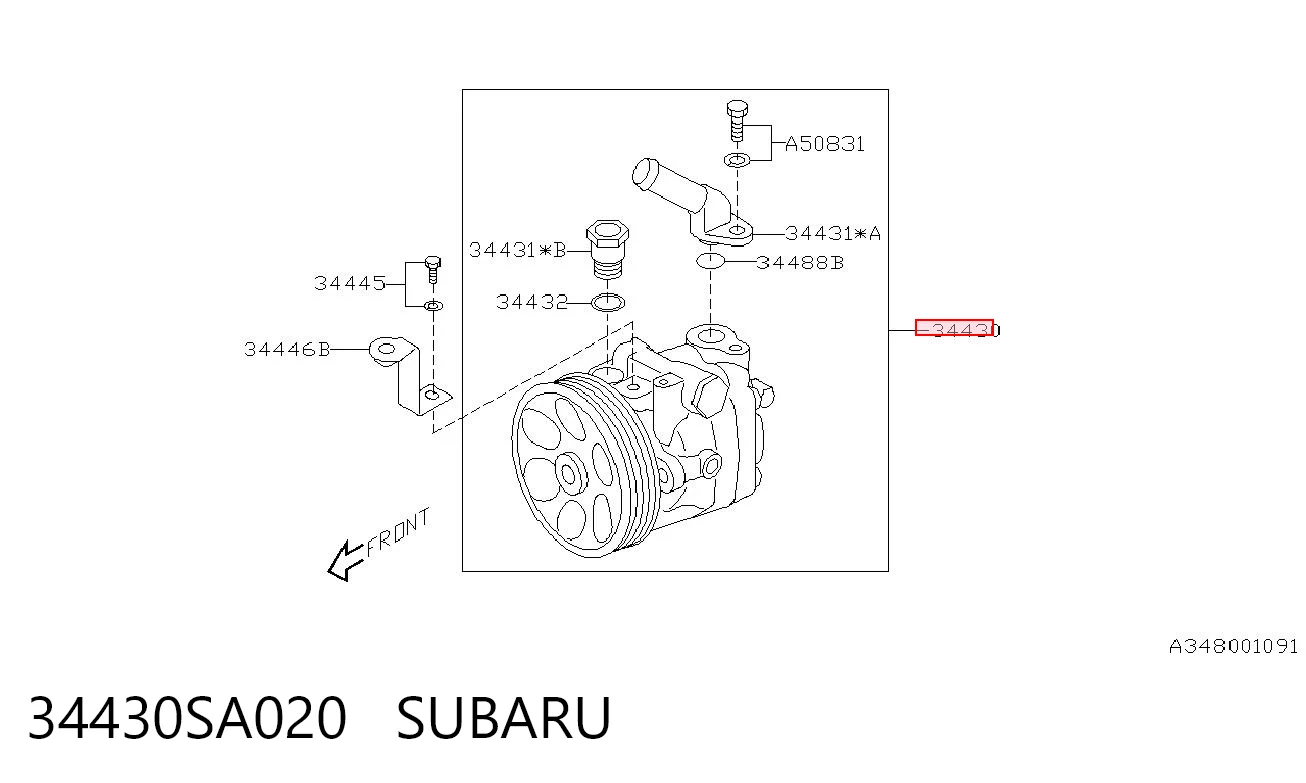 34430SA020 Subaru Bomba da Direção hidrâulica assistida