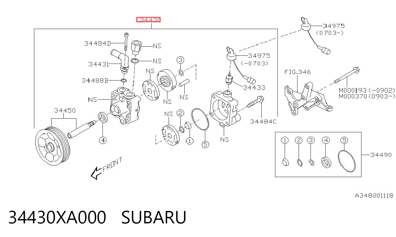 34430XA000 Subaru Bomba da Direção hidrâulica assistida