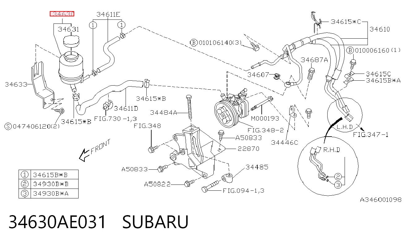 Tanque de bomba da Direção hidrâulica assistida para Subaru Forester S10, SF