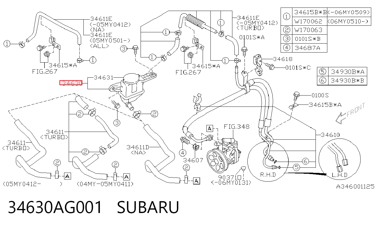  Tanque de bomba da Direção hidrâulica assistida Subaru Forester III SUV (S12, SH) (2007 - 2012) III