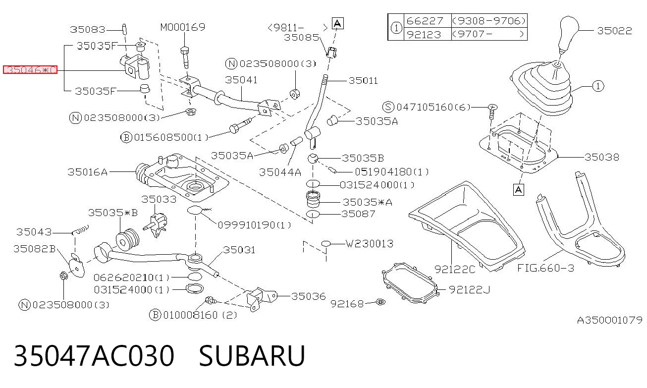 35047AC030 Subaru Consola de ligação da Caixa de Mudança