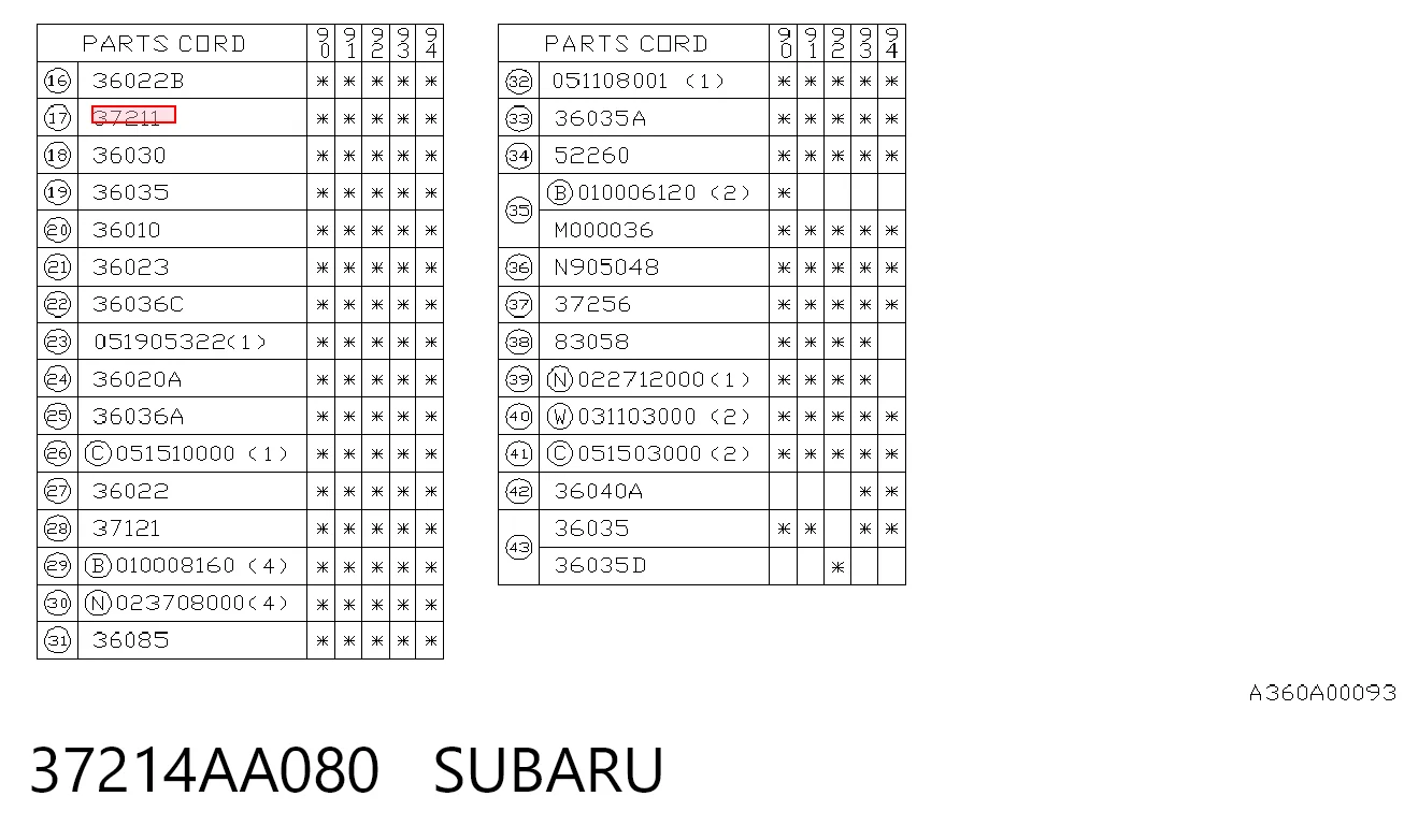 37214AA080 Subaru Cabo de embraiagem