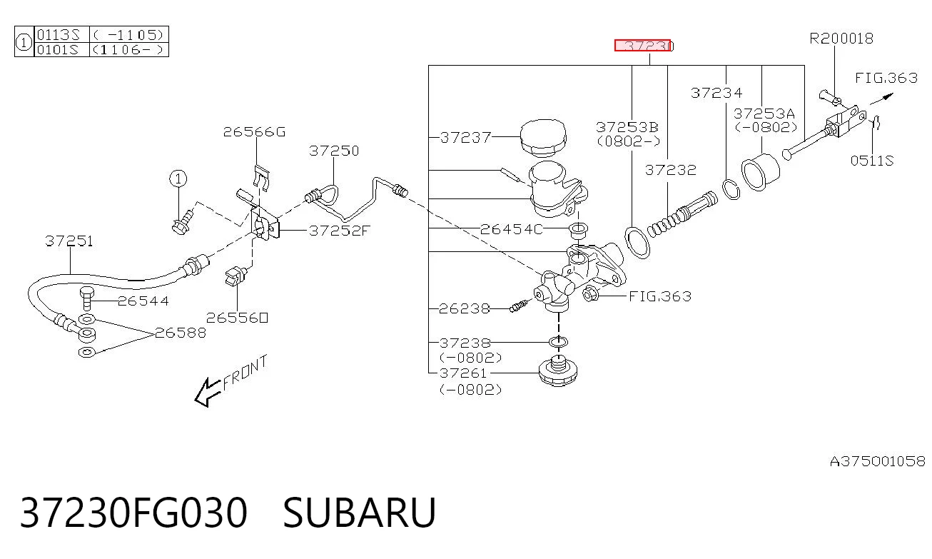  Cilindro mestre de embraiagem Subaru Impreza III hatchback (GH) (2007 - 2011) III