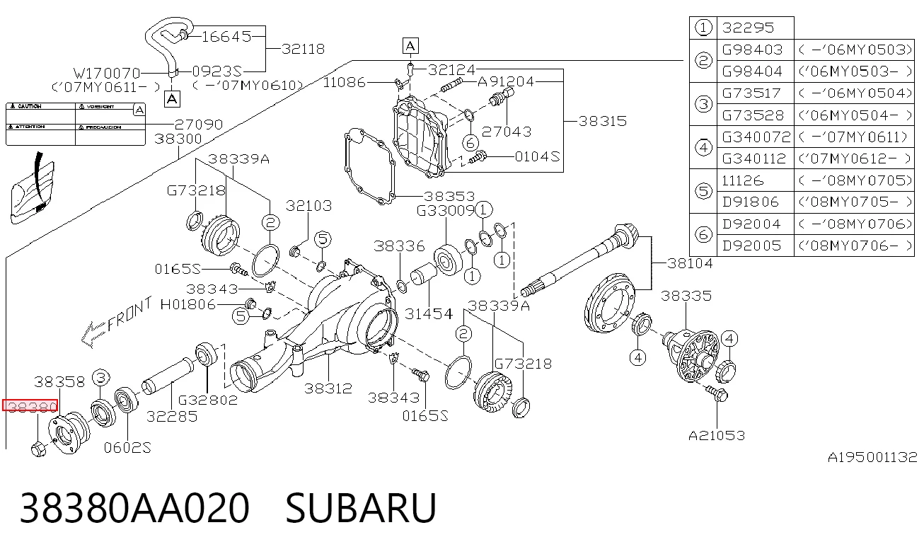 38380AA020 Subaru