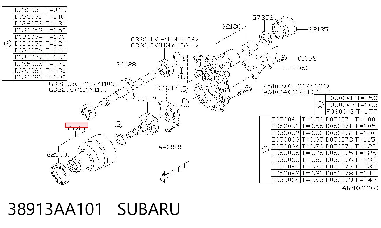38913AA101 Subaru Acoplamento de bloqueio de diferencial da Caixa de Mudança