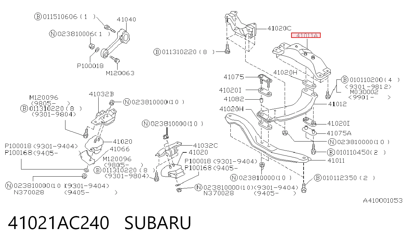 41021AC240 Subaru Viga de fixação de motor