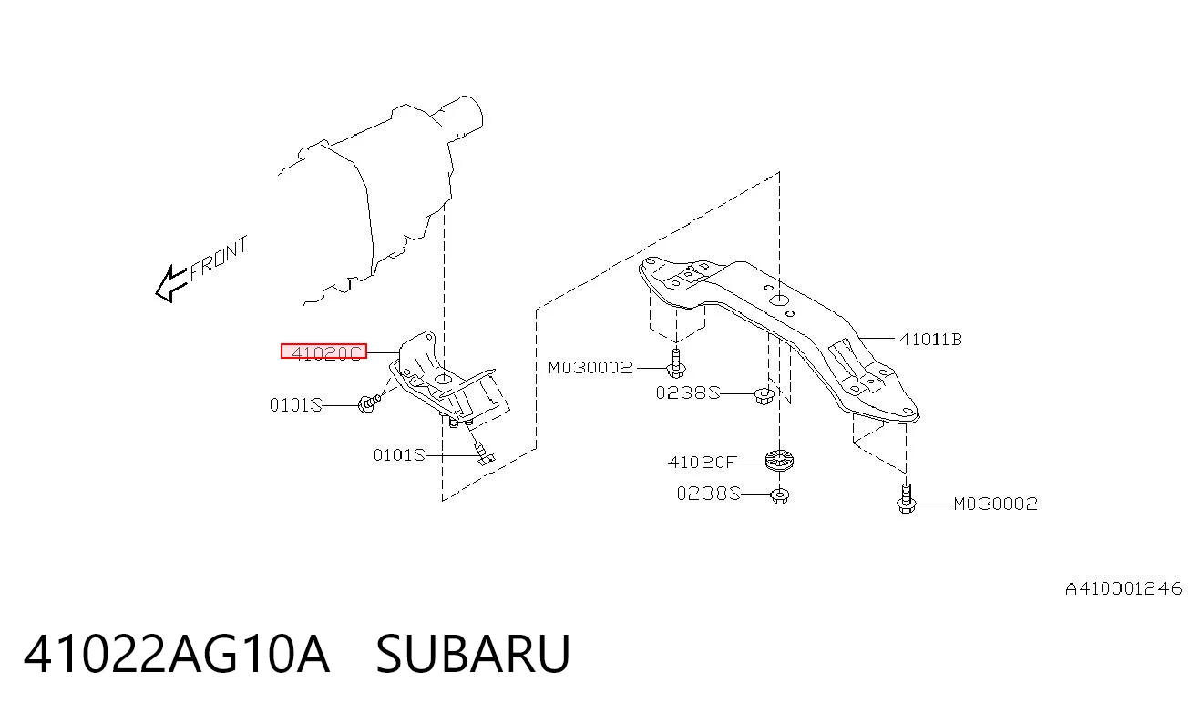 41022AG10A Subaru Coxim de transmissão (suporte da caixa de mudança)
