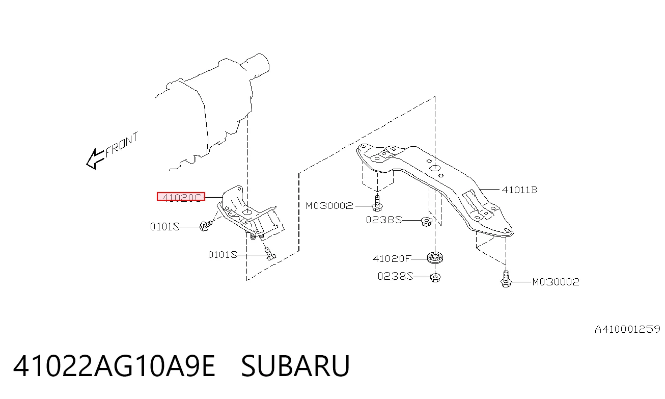41022AG10A9E Subaru Coxim de transmissão (suporte da caixa de mudança)