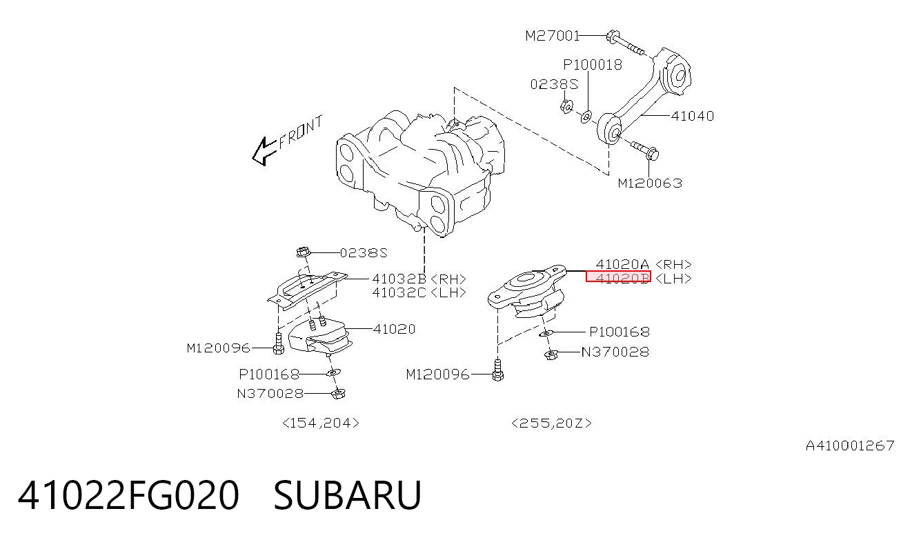 41022FG020 Subaru Coxim (suporte) esquerdo de motor