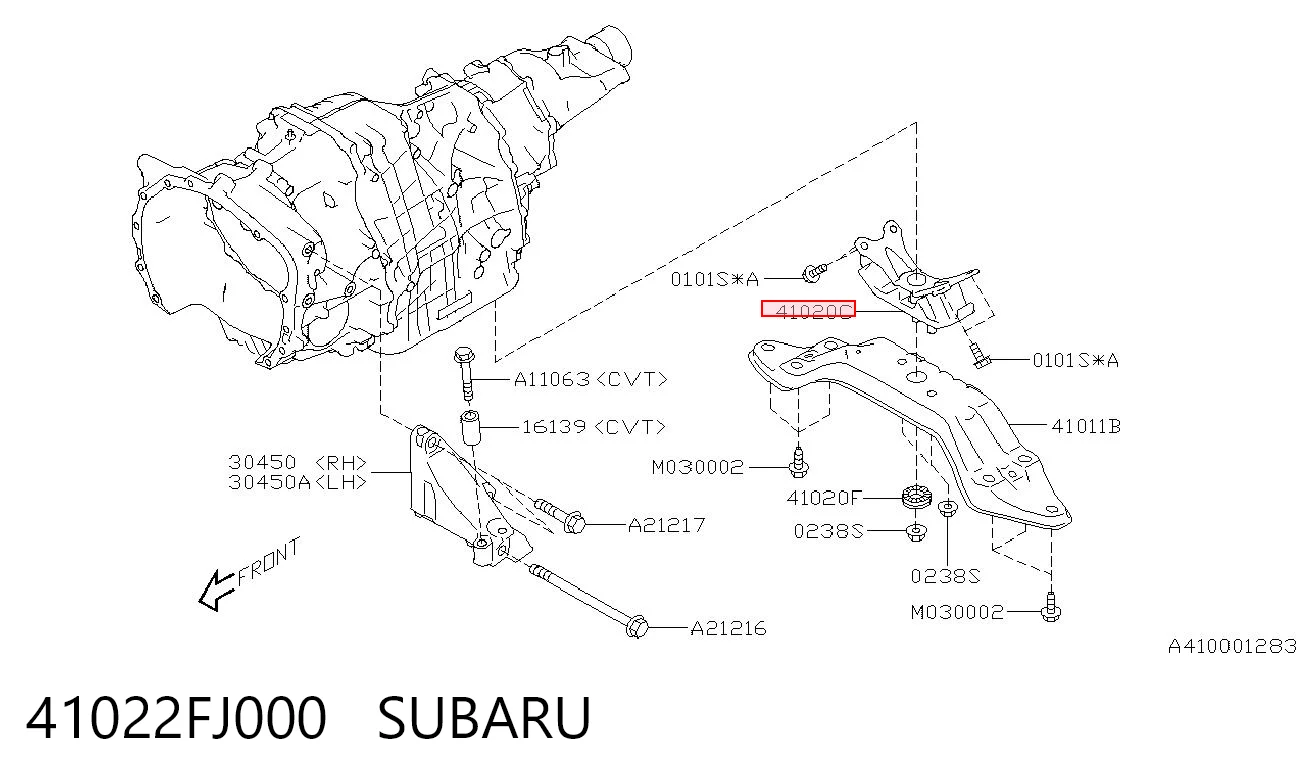 41022FJ000 Subaru Coxim de transmissão (suporte da caixa de mudança)