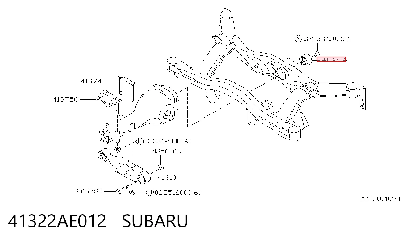Bloco silencioso de viga traseira (de plataforma veicular) Subaru Outback II B12, BE, BH