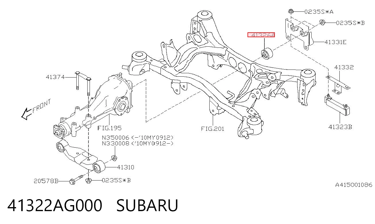 Bloco silencioso de viga traseira (de plataforma veicular) para Subaru Impreza III GH