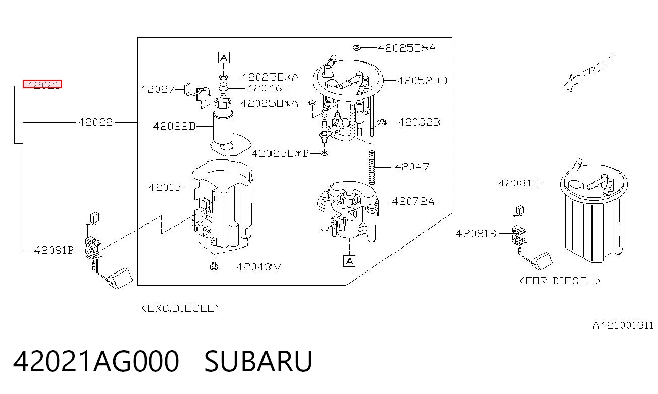 42021AG000 Subaru Bomba de combustível elétrica submersível
