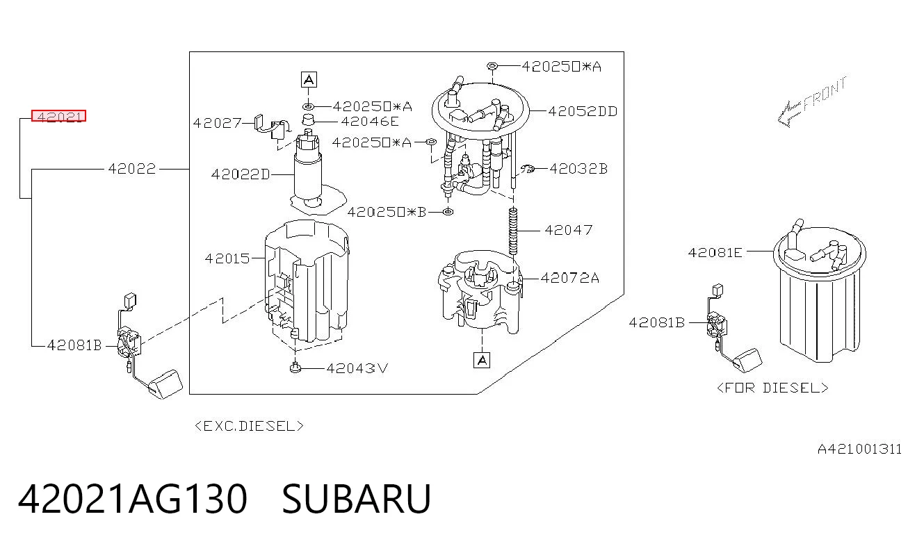 42021AG130 Subaru Bomba de combustível elétrica submersível