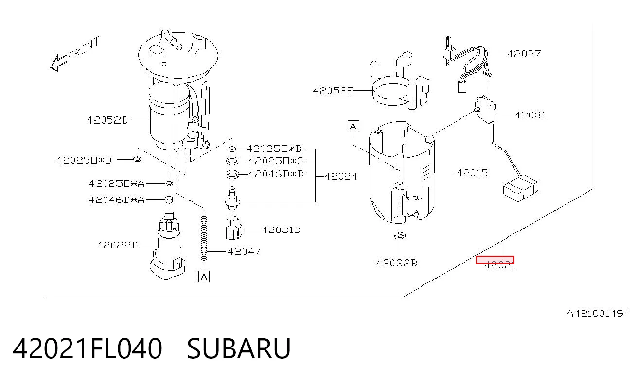 42021FL040 Subaru Módulo de bomba de combustível com sensor do nível de combustível
