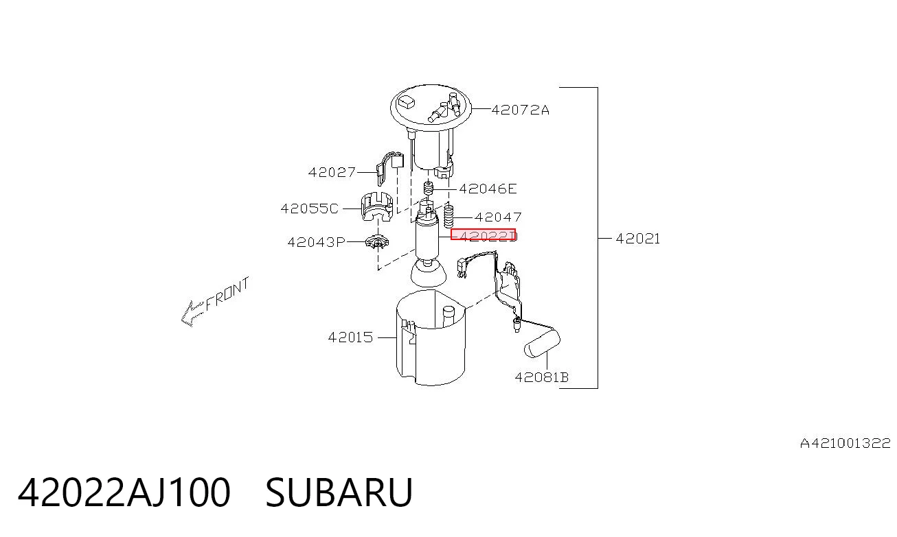 42022AJ100 Subaru Módulo de bomba de combustível com sensor do nível de combustível