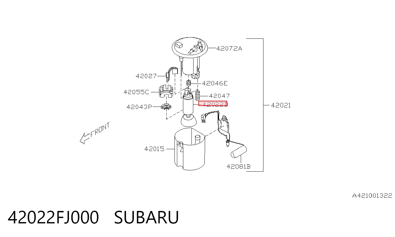 42022FJ000 Subaru Módulo de bomba de combustível com sensor do nível de combustível