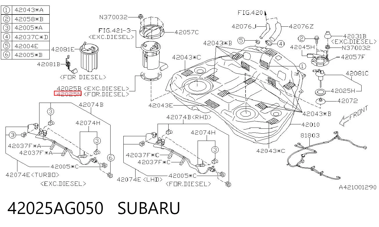 42025AG050 Subaru 