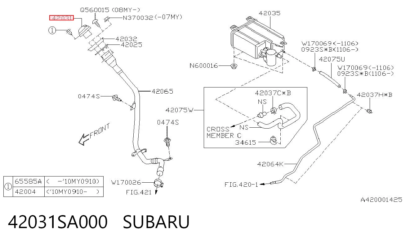 42031SA000 Subaru Tampa (tampão) do tanque de combustível