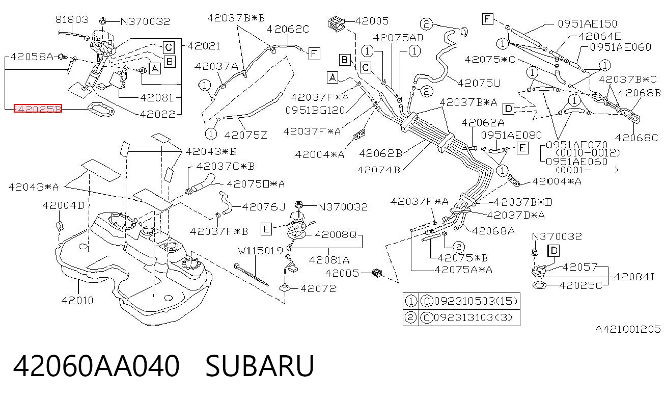 42060AA040 Subaru Vedante de sensor do nível de combustível/da bomba de combustível (tanque de combustível)