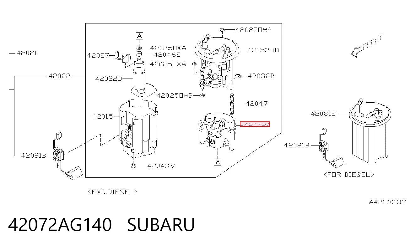 42072AG140 Subaru Filtro de combustível