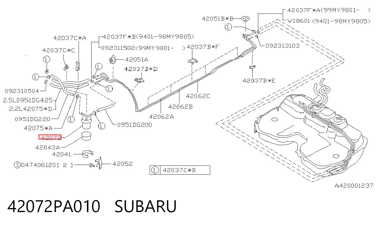 42072PA010 Subaru Filtro de combustível