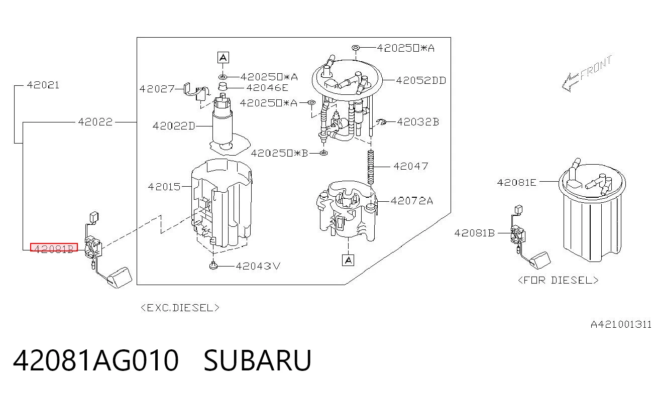Sensor do nível de combustível no tanque para Subaru Forester III S12, SH