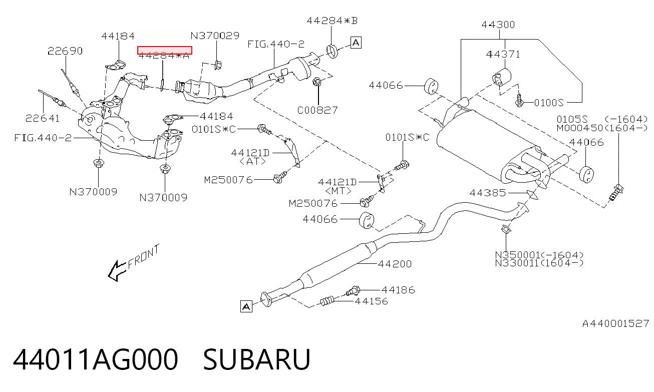 44011AG000 Subaru Vedante de tubo de admissão do silenciador
