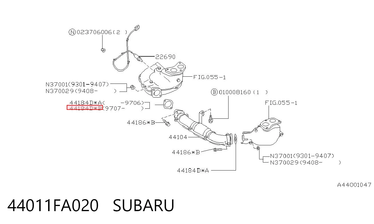 44011FA020 Subaru Vedante de tubo de admissão do silenciador