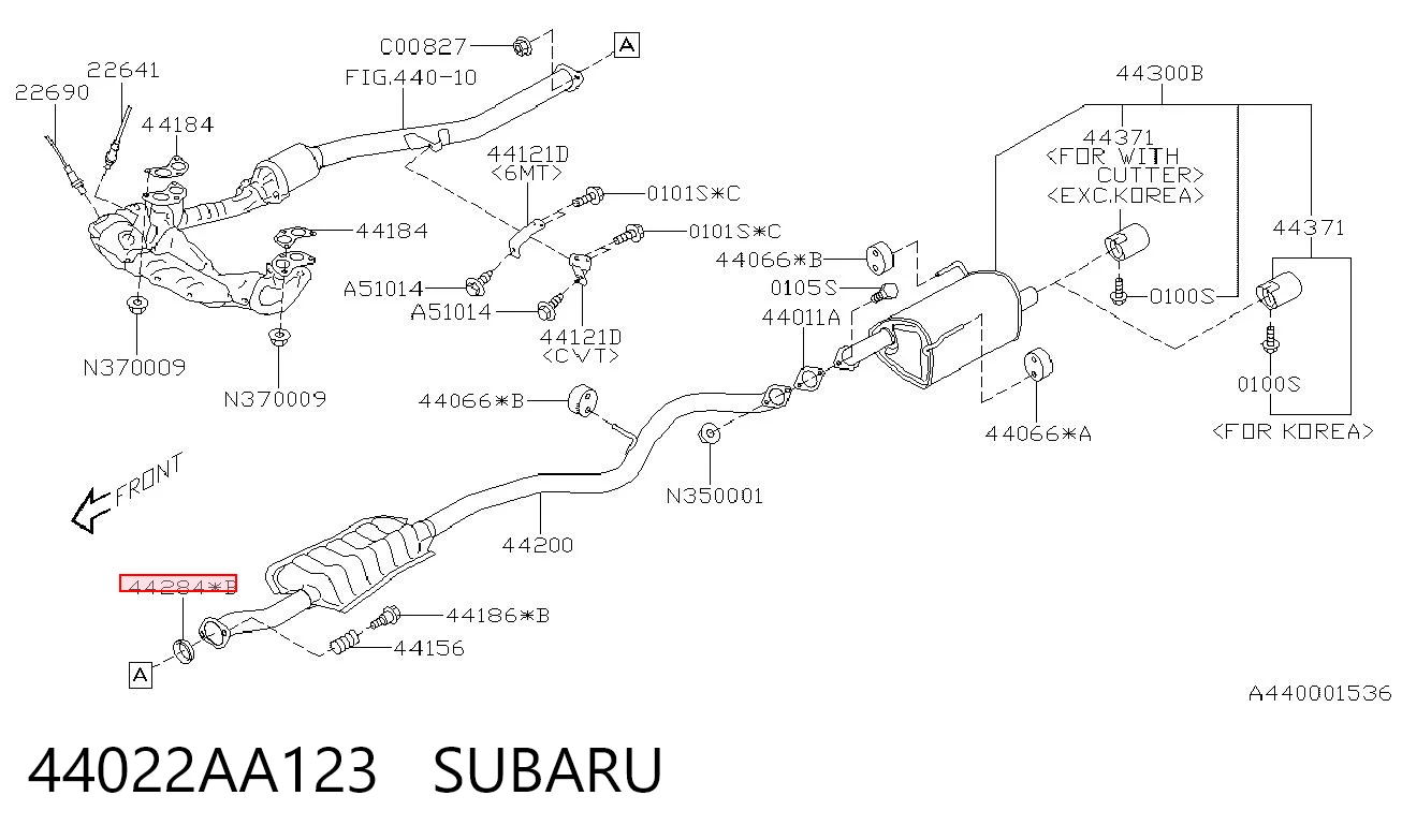 44022AA123 Subaru Anel de tubo de admissão do silenciador