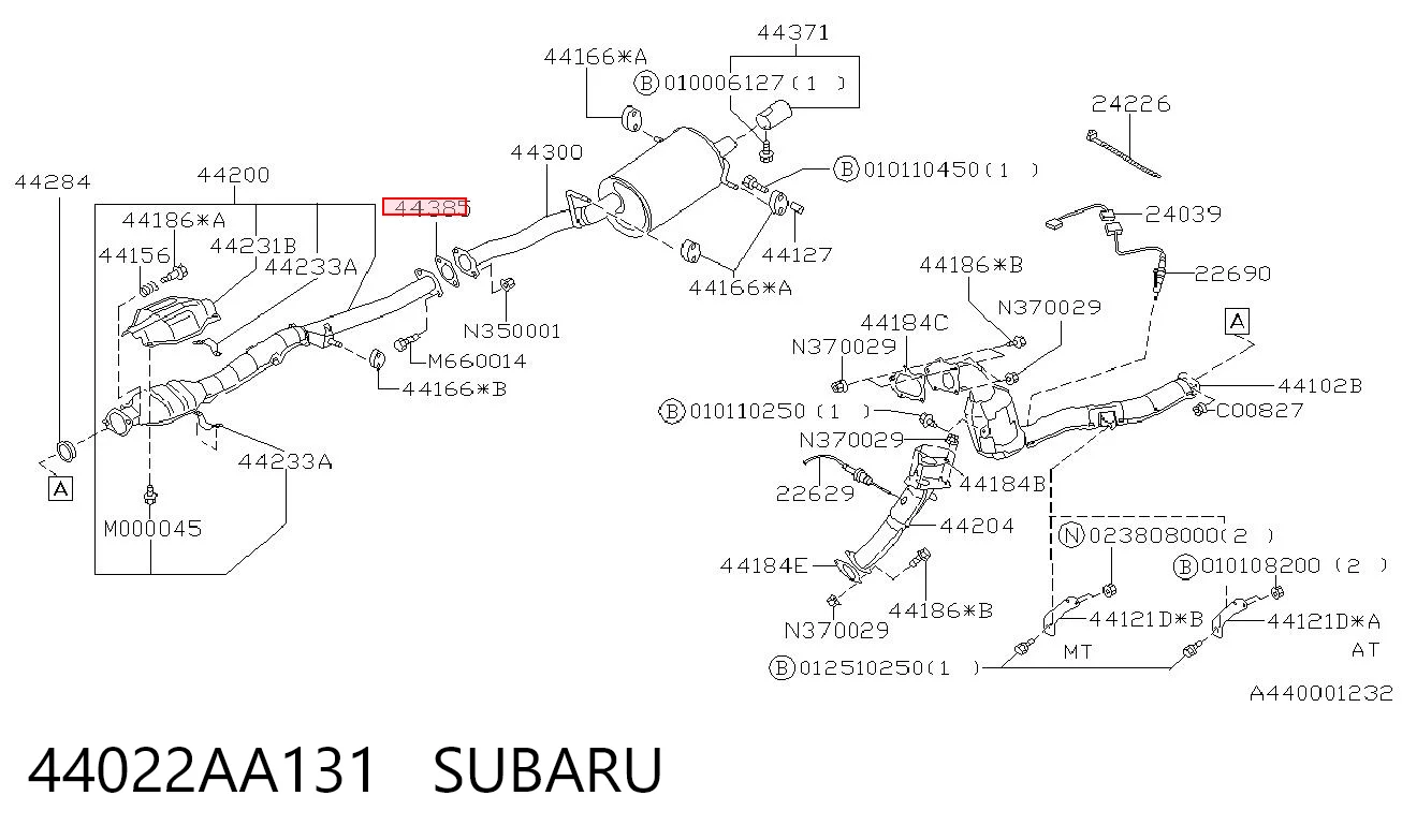 44022AA131 Subaru Vedante do silenciador de montagem
