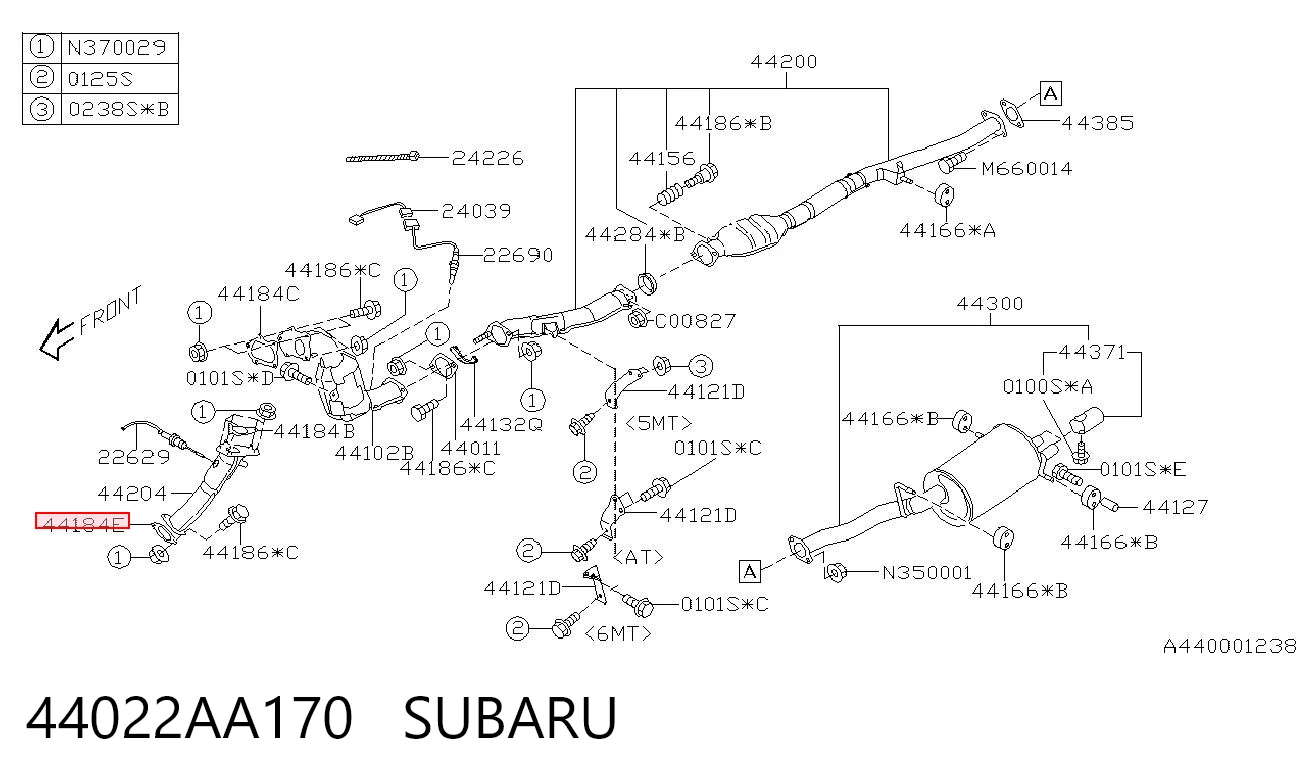 44022AA170 Subaru Vedante de tubo de admissão do silenciador