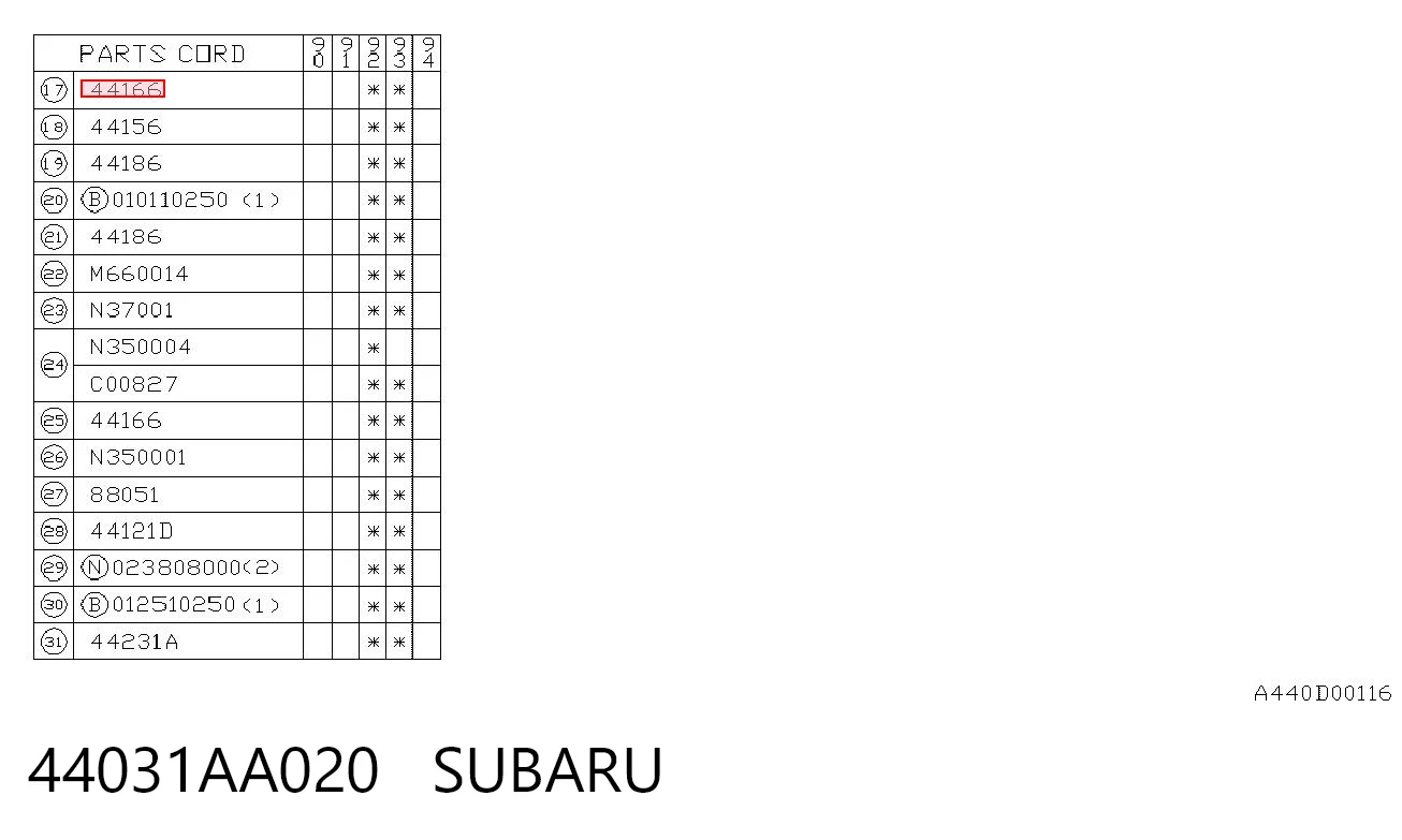 44031AA020 Subaru Coxim de fixação do silenciador