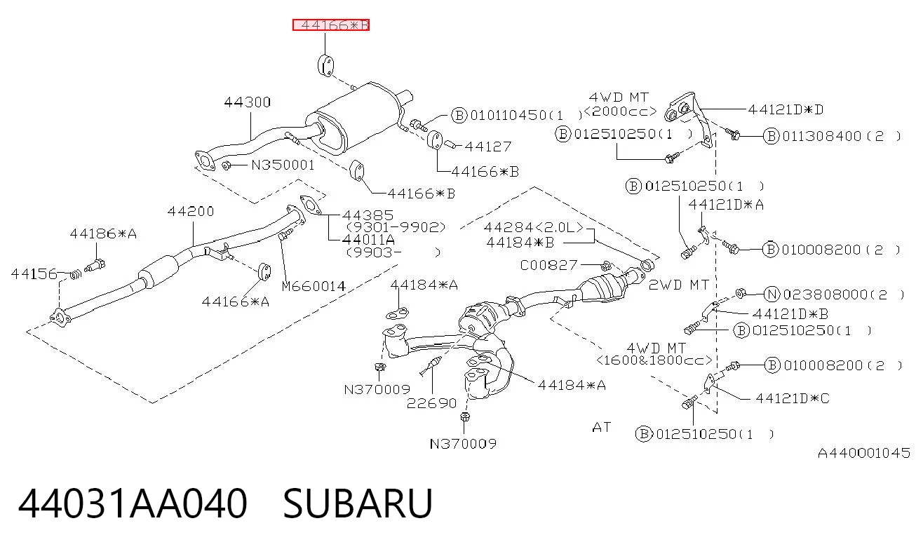 44031AA040 Subaru Coxim de fixação do silenciador