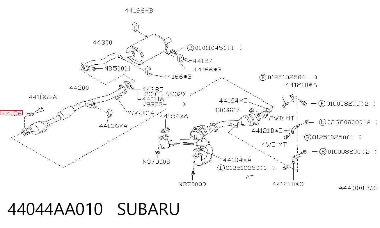 44044AA010 Subaru Mola do sistema de escapamento