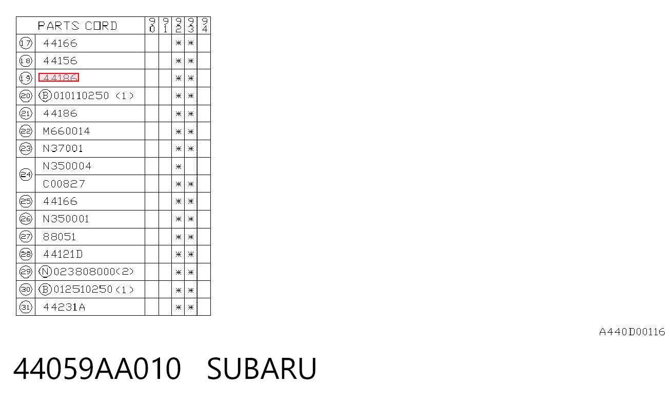 44059AA010 Subaru Parafuso do sistema de escape (do silenciador)