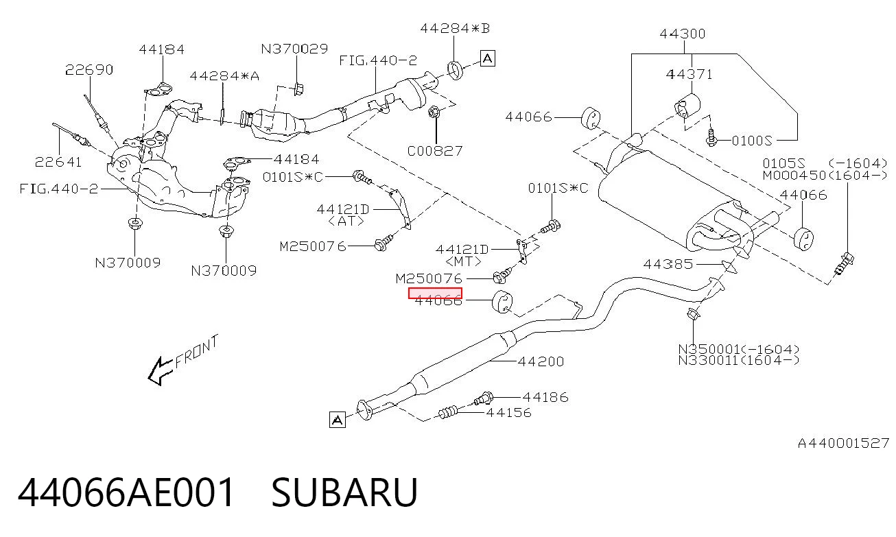44066AE001 Subaru Coxim de fixação do silenciador
