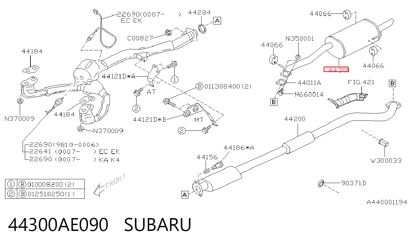 Silenciador, parte traseira Subaru Legacy III BE, BH