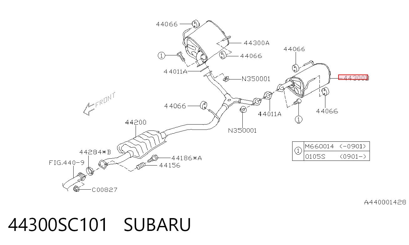 Silenciador, parte traseira para Subaru Forester III S12, SH