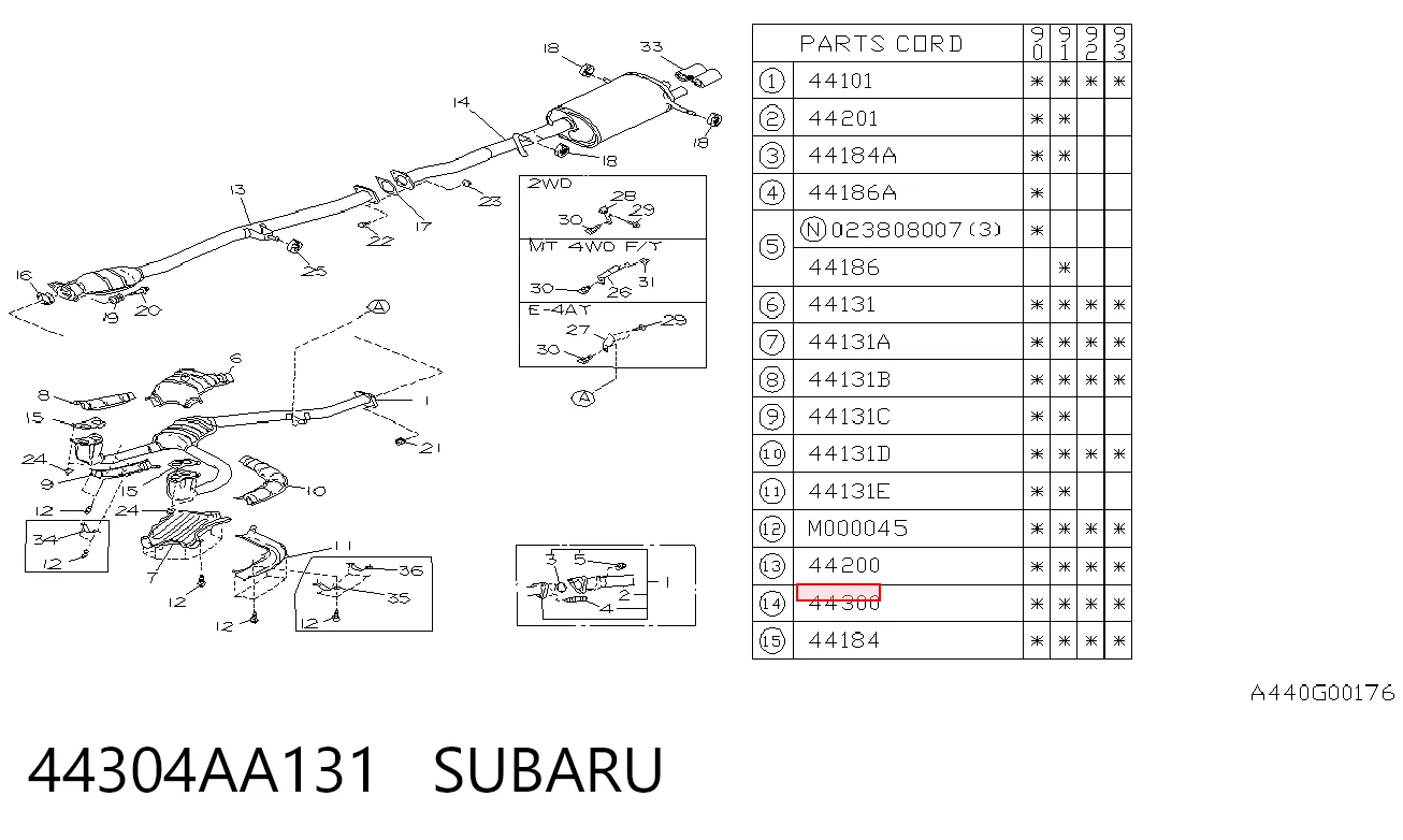 Silenciador, parte traseira Subaru Legacy I BC