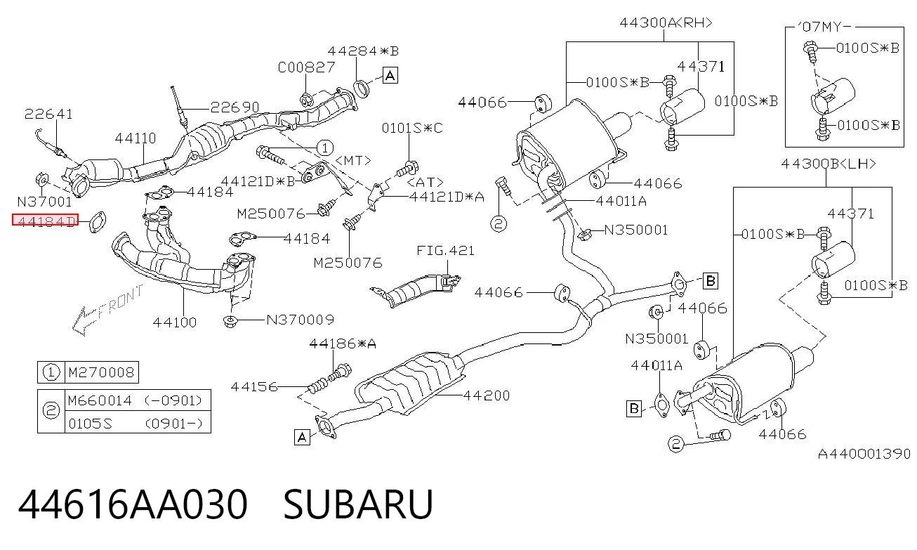 44616AA030 Subaru Vedante de tubo de admissão do silenciador