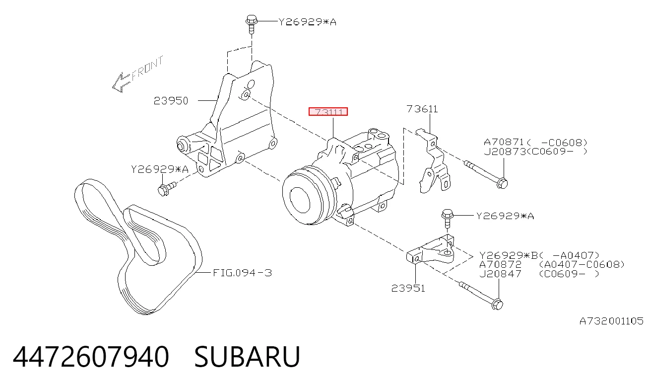 4472607940 Subaru Compressor de aparelho de ar condicionado