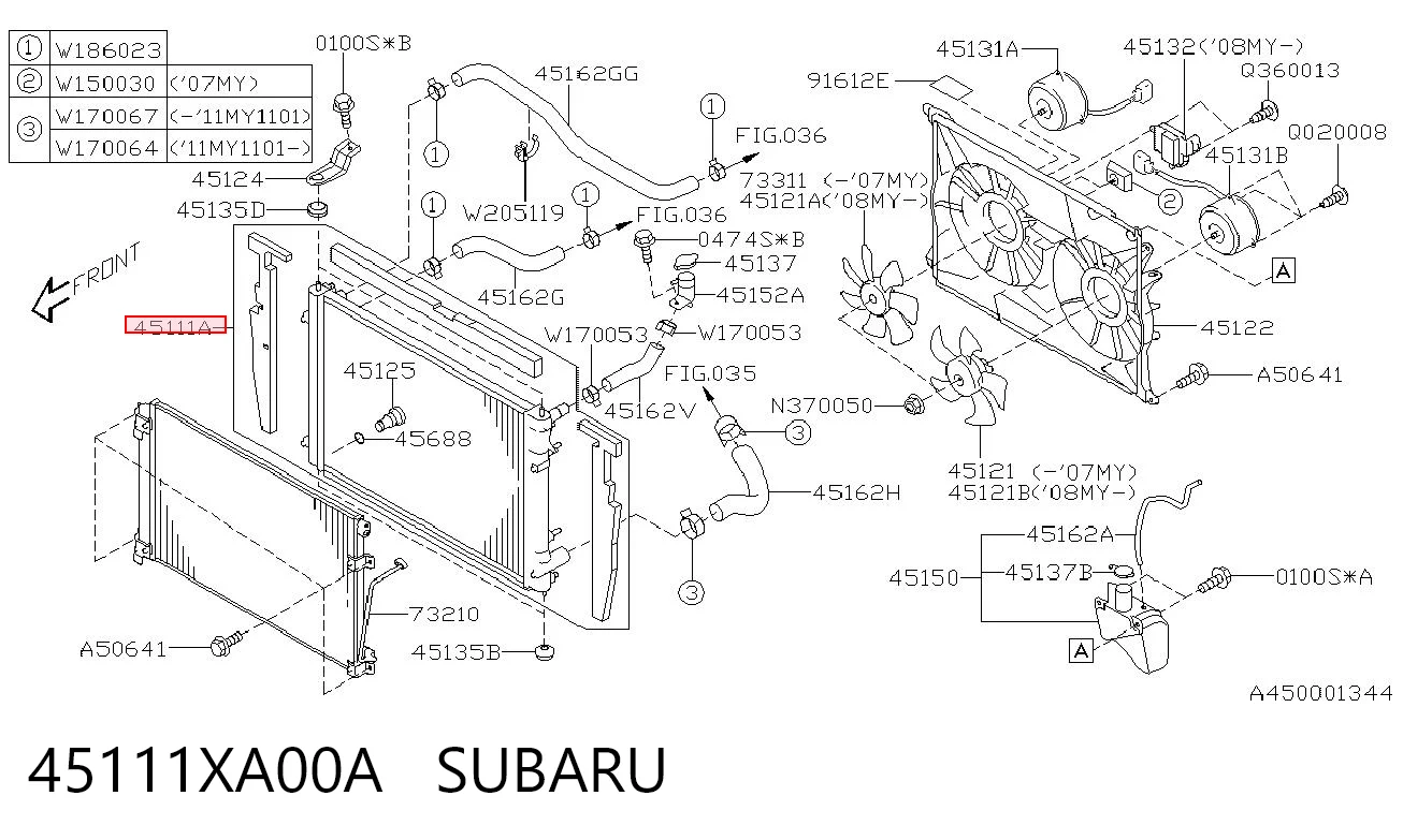 45111XA00A Subaru Radiador de esfriamento de motor